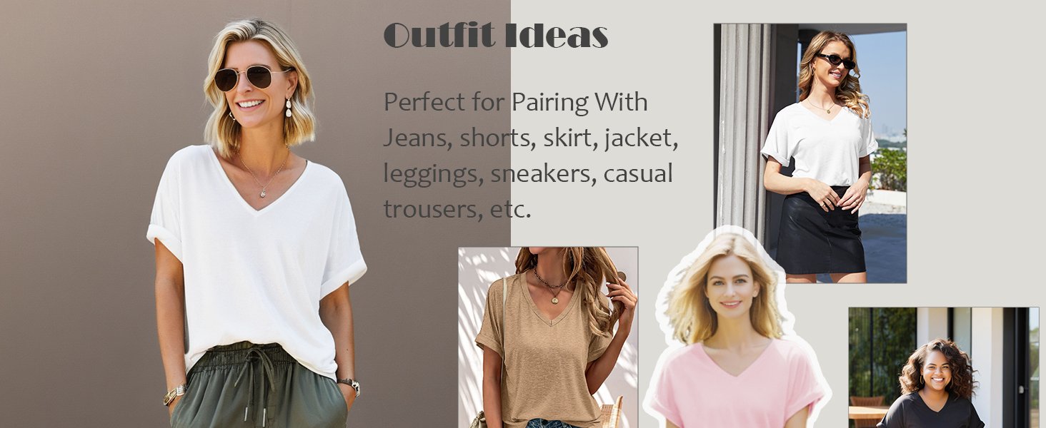 women summer top casual tee shirt white t-shirt black tshirt v neck loose short Saonta