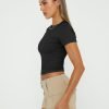 Womens Short Saonta Basic T-Shirts Summer Crewneck Crop Tops Going Out Layer Slim Fit Y2K Tops