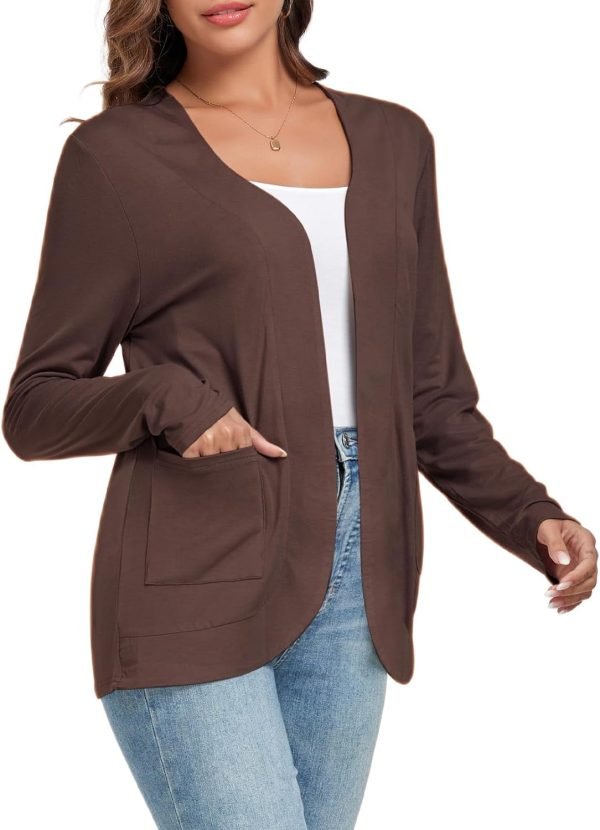 Women's Lightweight Cardigan with Pockets Long Saonta Open Front Cardigan for Women