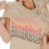 Womens Funny Letters Print T Shirts Short Saonta Shirts Cute Sunshine Graphic Tees Summer Casual Loose Tops