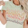Womens Funny Letters Print T Shirts Short Saonta Shirts Cute Sunshine Graphic Tees Summer Casual Loose Tops