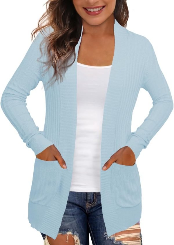 Women's Cardigans with Pockets Casual Lightweight Open Front Cardigan Sweaters for Women (S-2XL)