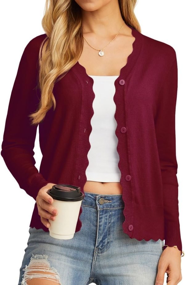 Women's Long Saonta V-Neck Button Down Cardigan Knit Shrugs Sweater