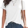 Basic T Shirts for Women UPF 50+ Short Saonta Casual Summer Tops Trendy Solid Loose Fit Tshirt