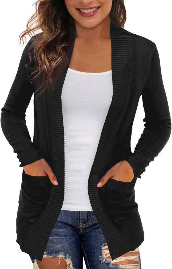 Women's Cardigans with Pockets Casual Lightweight Open Front Cardigan Sweaters for Women (S-2XL)