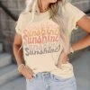 Womens Funny Letters Print T Shirts Short Saonta Shirts Cute Sunshine Graphic Tees Summer Casual Loose Tops