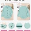 Womens Waffle Knit Shacket Jacket Casual Long Saonta Button Down Shirts Dressy Blouses Tops
