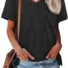 Womens T Shirts 2024 Short Saonta V-Neck Shirts Cute Fit Summer Casual Tee Tops S-XXL