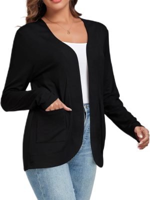 61DcwmzLRnL._AC_SL1500 Women's Lightweight Cardigan with Pockets Long Saonta Open Front Cardigan for Women