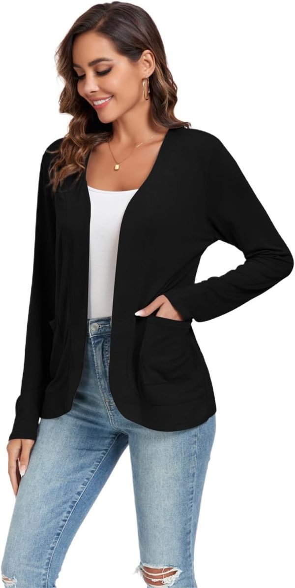 Women's Lightweight Cardigan with Pockets Long Saonta Open Front Cardigan for Women