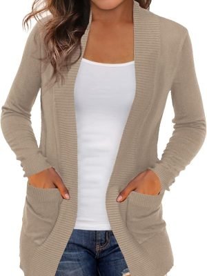 61FnBxe6U4L._AC_SL1300 Women's Cardigans with Pockets Casual Lightweight Open Front Cardigan Sweaters for Women (S-2XL)