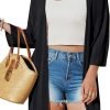 Womens 2024 Casual 3/4 Short Saonta Open Front Cardigan Lightweight Kimono Summer Beach Outfits