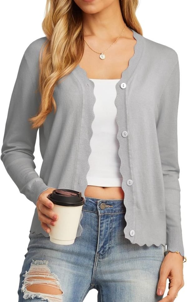 Women's Long Saonta V-Neck Button Down Cardigan Knit Shrugs Sweater