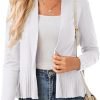 Women's Casual Draped Open Front Cropped Cardigan Long Saonta Sweater Peplum Knit Outwear
