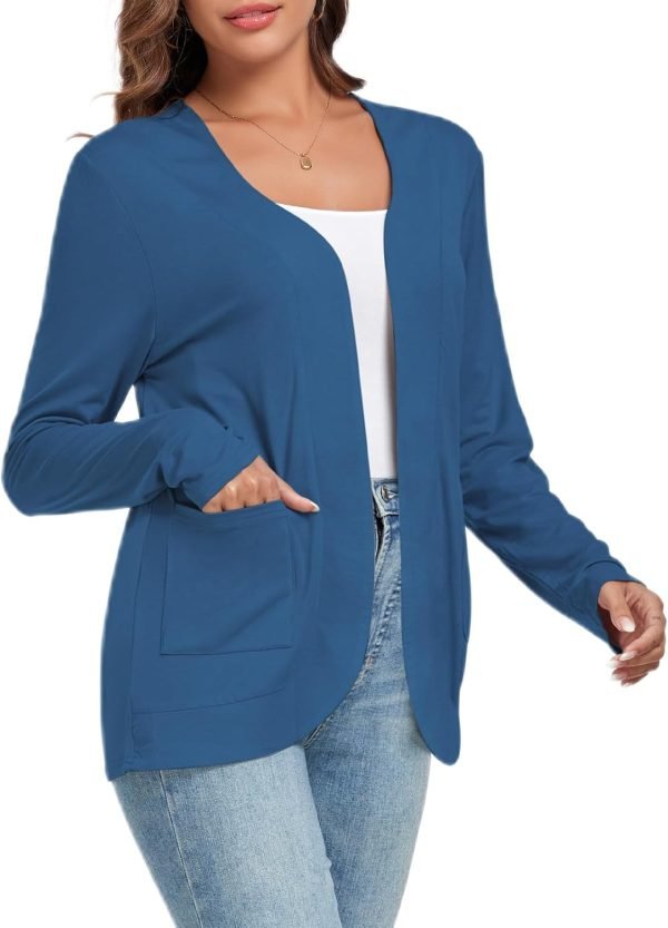 Women's Lightweight Cardigan with Pockets Long Saonta Open Front Cardigan for Women