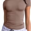 Womens Short Saonta Basic T-Shirts Summer Crewneck Crop Tops Going Out Layer Slim Fit Y2K Tops