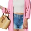 Womens 2024 Casual 3/4 Short Saonta Open Front Cardigan Lightweight Kimono Summer Beach Outfits