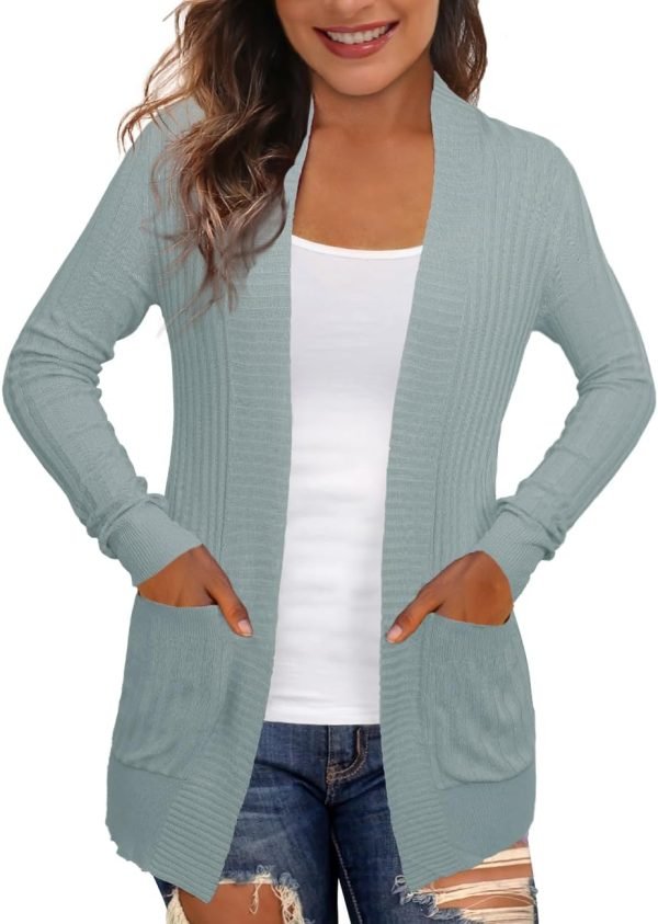 Women's Cardigans with Pockets Casual Lightweight Open Front Cardigan Sweaters for Women (S-2XL)