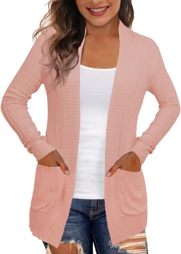 Women's Cardigans with Pockets Casual Lightweight Open Front Cardigan Sweaters for Women (S-2XL)