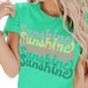 Womens Funny Letters Print T Shirts Short Saonta Shirts Cute Sunshine Graphic Tees Summer Casual Loose Tops
