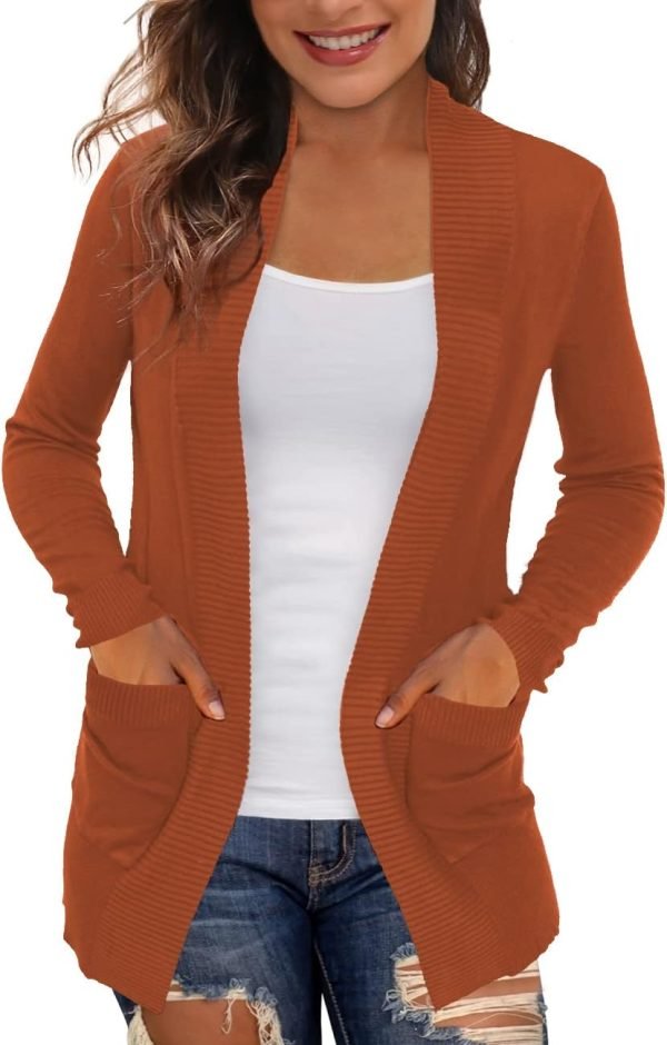 Women's Cardigans with Pockets Casual Lightweight Open Front Cardigan Sweaters for Women (S-2XL)