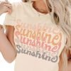 Womens Funny Letters Print T Shirts Short Saonta Shirts Cute Sunshine Graphic Tees Summer Casual Loose Tops