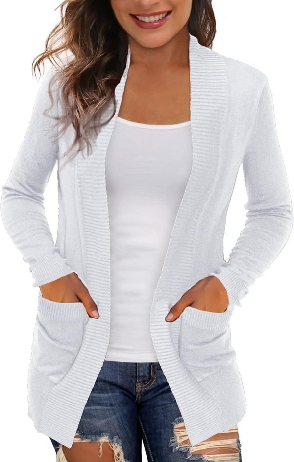 Women's Cardigans with Pockets Casual Lightweight Open Front Cardigan Sweaters for Women (S-2XL)