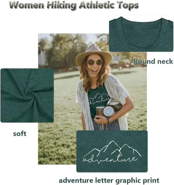 Women Mountain Adventure Workout Tanks Hiking Camping Graphic Athletic Saonta Funny Tee Tops