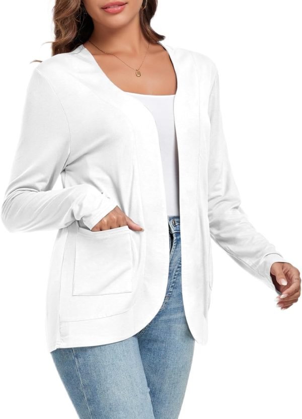 Women's Lightweight Cardigan with Pockets Long Saonta Open Front Cardigan for Women