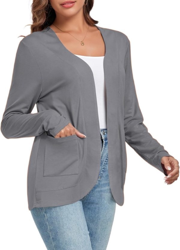 Women's Lightweight Cardigan with Pockets Long Saonta Open Front Cardigan for Women