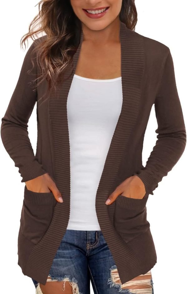 Women's Cardigans with Pockets Casual Lightweight Open Front Cardigan Sweaters for Women (S-2XL)