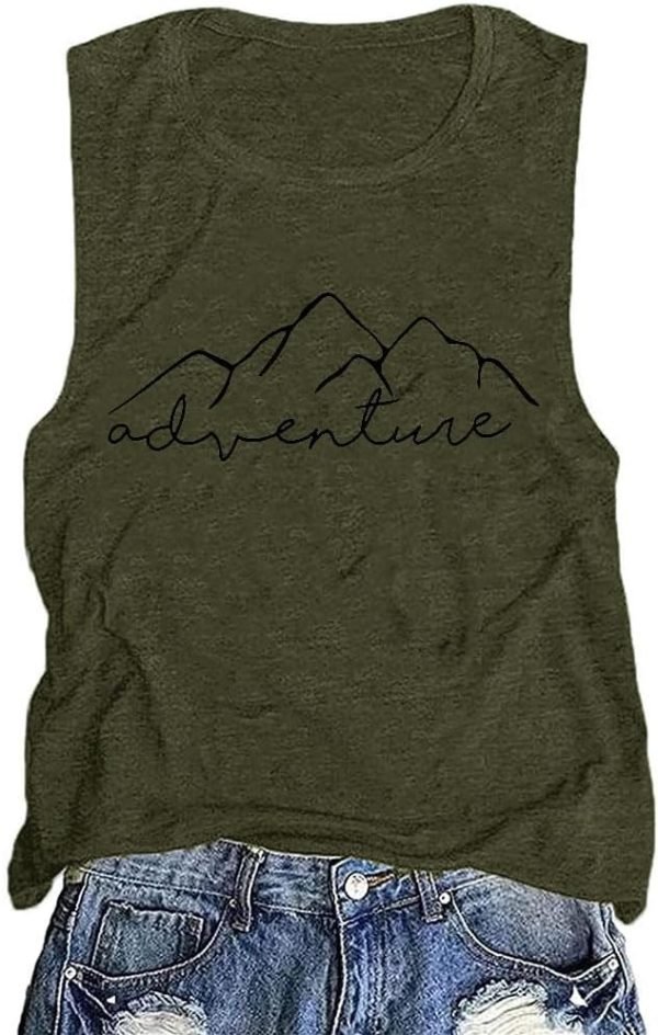 Women Mountain Adventure Workout Tanks Hiking Camping Graphic Athletic Saonta Funny Tee Tops