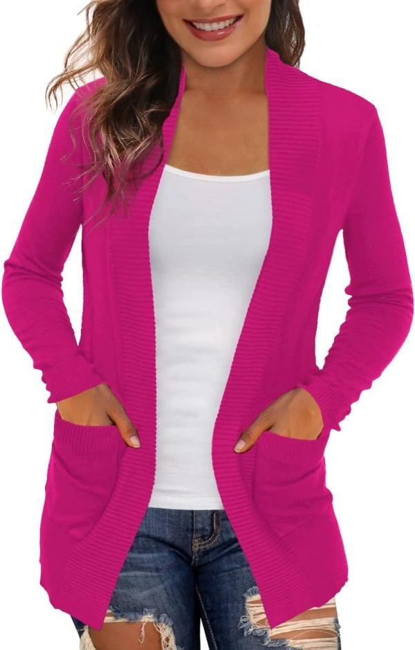 Women's Cardigans with Pockets Casual Lightweight Open Front Cardigan Sweaters for Women (S-2XL)