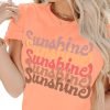 Womens Funny Letters Print T Shirts Short Saonta Shirts Cute Sunshine Graphic Tees Summer Casual Loose Tops