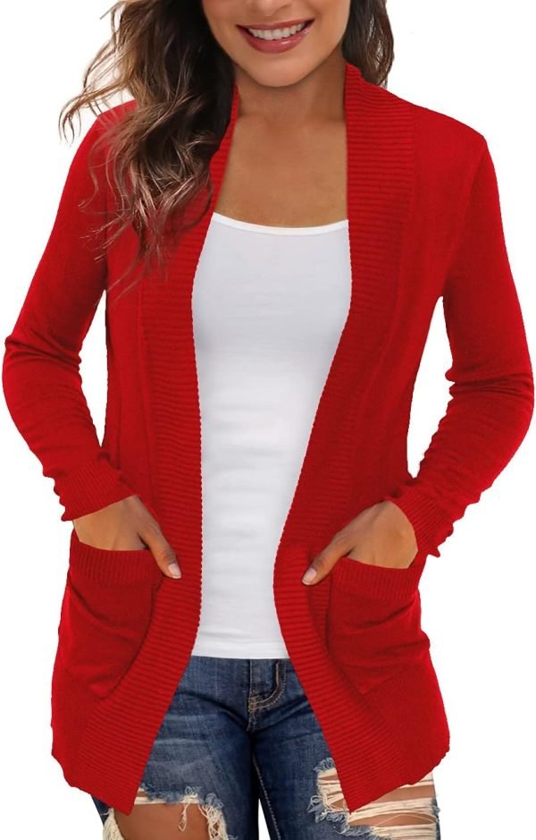 Women's Cardigans with Pockets Casual Lightweight Open Front Cardigan Sweaters for Women (S-2XL)