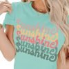 Womens Funny Letters Print T Shirts Short Saonta Shirts Cute Sunshine Graphic Tees Summer Casual Loose Tops