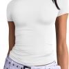 Womens Short Saonta Basic T-Shirts Summer Crewneck Crop Tops Going Out Layer Slim Fit Y2K Tops