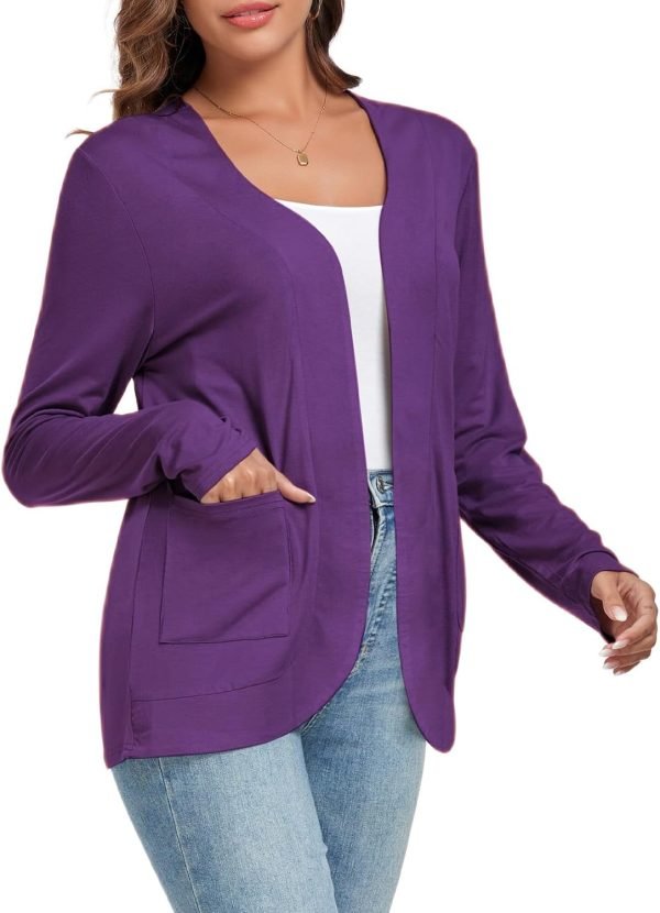 Women's Lightweight Cardigan with Pockets Long Saonta Open Front Cardigan for Women