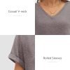 T Shirts Short Saonta V Neck Tees for Women Fashion Tops Trendy Lightweight Soft Casual Summer Outfits Clothes 2024
