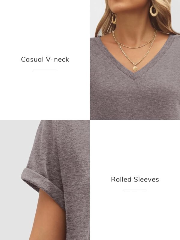 T Shirts Short Saonta V Neck Tees for Women Fashion Tops Trendy Lightweight Soft Casual Summer Outfits Clothes 2024