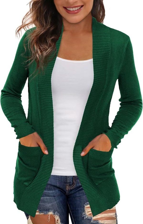 Women's Cardigans with Pockets Casual Lightweight Open Front Cardigan Sweaters for Women (S-2XL)