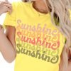 Womens Funny Letters Print T Shirts Short Saonta Shirts Cute Sunshine Graphic Tees Summer Casual Loose Tops