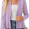 Women's Casual Draped Open Front Cropped Cardigan Long Saonta Sweater Peplum Knit Outwear
