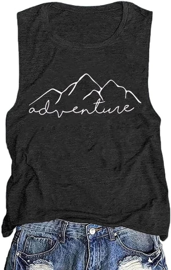 Women Mountain Adventure Workout Tanks Hiking Camping Graphic Athletic Saonta Funny Tee Tops