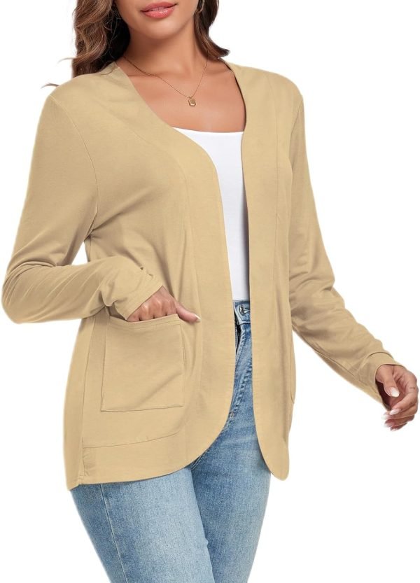Women's Lightweight Cardigan with Pockets Long Saonta Open Front Cardigan for Women