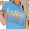 Womens Funny Letters Print T Shirts Short Saonta Shirts Cute Sunshine Graphic Tees Summer Casual Loose Tops