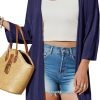 Womens 2024 Casual 3/4 Short Saonta Open Front Cardigan Lightweight Kimono Summer Beach Outfits