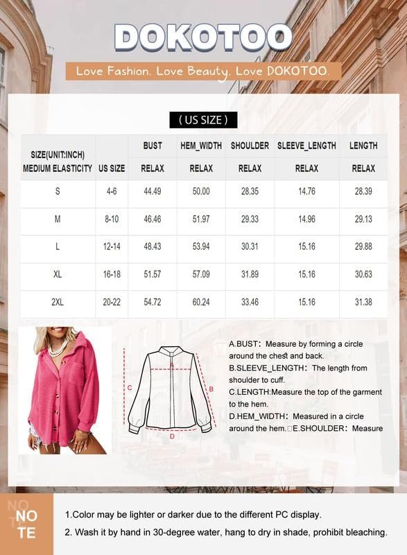 Womens Waffle Knit Shacket Jacket Casual Long Saonta Button Down Shirts Dressy Blouses Tops