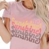 Womens Funny Letters Print T Shirts Short Saonta Shirts Cute Sunshine Graphic Tees Summer Casual Loose Tops