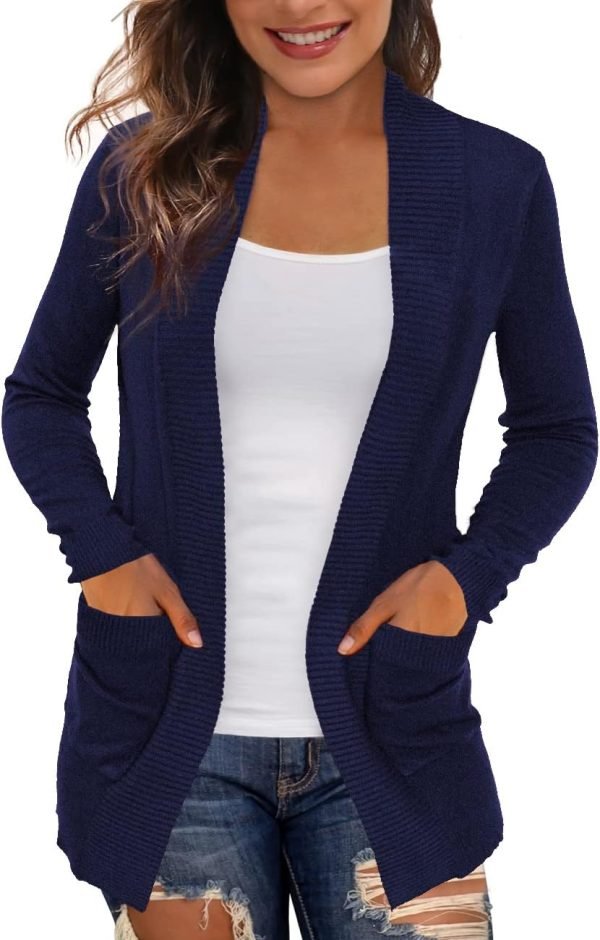 Women's Cardigans with Pockets Casual Lightweight Open Front Cardigan Sweaters for Women (S-2XL)